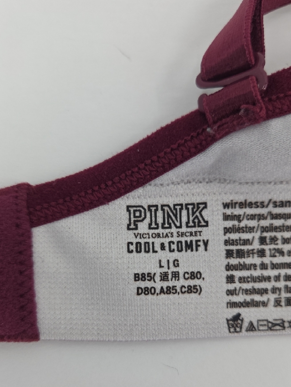 PINK Victoria's Secret Ombre Logo Wireless Bralette in Burgundy and Pink - Picture 3 of 3